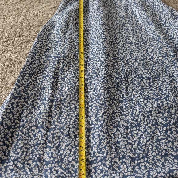 UpWest Linen Cotton Blue White Floral Maxi Dress - Women's Small - Picture 7 of 11